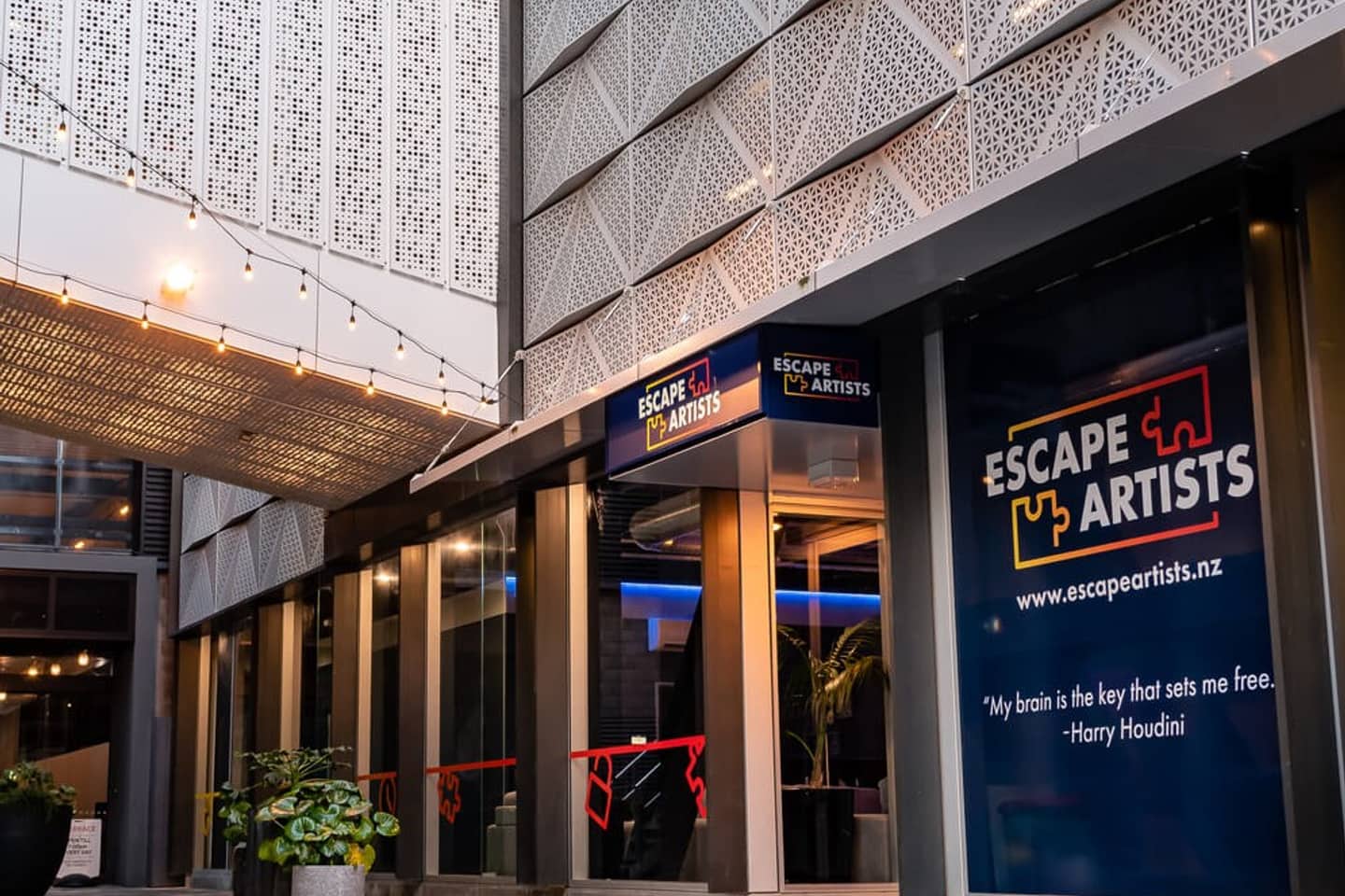 Entrance to Escape Artists Christchurch in the Five Lanes precinct